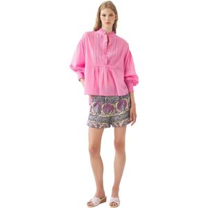 Antik Batik, Blouses & Shirts, Dames, Roze, XS, Katoen, Katoenen voile Victoriaanse stijl blouse Anna