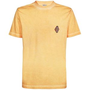 Marcelo Burlon, Tops, Heren, Oranje, XL, Katoen, Oranje T-Shirt - Regular Fit - 100% Katoen