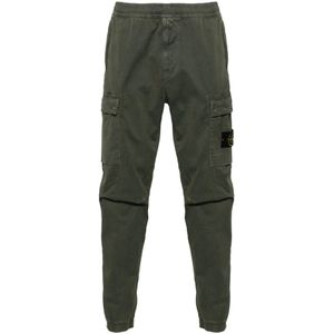 Stone Island, Broeken, Heren, Groen, W30, Katoen, Groene Broek met Zakken en Koord