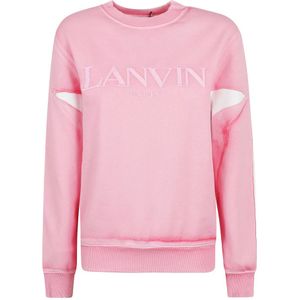 Lanvin, Sweatshirts & Hoodies, Dames, Roze, L, Katoen, Stijlvolle Peony Pink Sweatshirt voor Dames