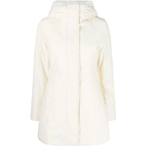 Woolrich, Witte Logo-Patch Parka Wit, Dames, Maat:S