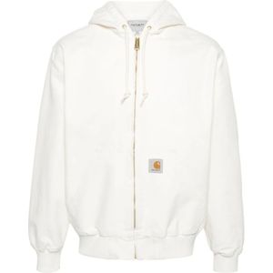 Carhartt Wip, Almond Beige Biologisch Katoenen Hoodie Wit, Heren, Maat:S