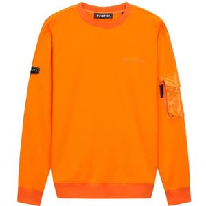Duvetica, Sweatshirts & Hoodies, Heren, Oranje, L, Katoen, Stretch Katoenen Sweatshirt met Nylon Zak