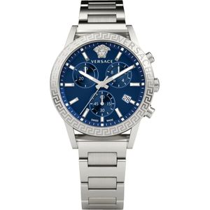 Versace, Accessoires, Dames, Grijs, ONE Size, Sport Tech Chronograaf Roestvrij Stalen Horloge
