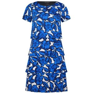 Betty Barclay, Kleedjes, Dames, Blauw, 3Xl, Bloemen Jurk met Gelaagde Rok en Vleugelmouwen