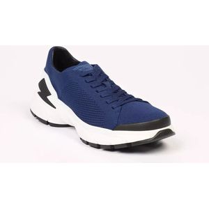 Neil Barrett, Schoenen, Heren, Blauw, 43 EU, Blauwe Textiel en Leren Bolt Sneakers