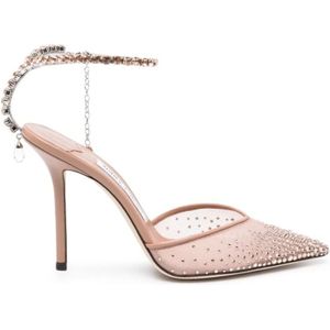 Jimmy Choo, Blush Roze Kristalversierde Hakken Roze, Dames, Maat:39 EU