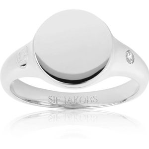 Sif Jakobs Jewellery, Accessoires, Dames, Grijs, 58 MM, Gefacetteerde Witte CZ Zilveren Ring