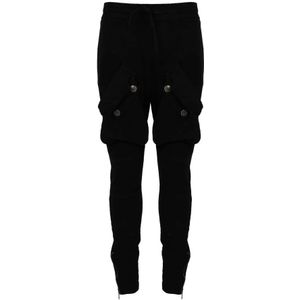 La Haine Inside Us, Broeken, Heren, Zwart, 2Xl, Katoen, Elegante Hoge Taille Broek met Zakken