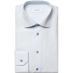 Eton, Overhemden, Heren, Blauw, 4Xl, Katoen, Moderne Microprint Poplin Overhemd