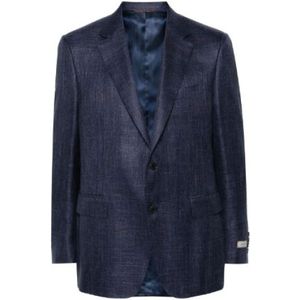 Canali, Marineblauwe geruite blazer Blauw, Heren, Maat:L