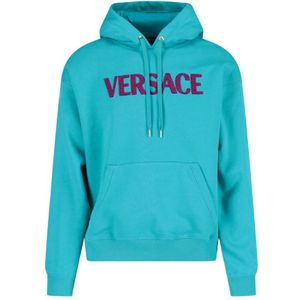 Versace, Sweatshirts & Hoodies, Dames, Groen, M, Katoen, Katoenen sweatshirt met logo