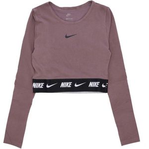 Nike, Sportswear Crop Tape Longsleeve Top Bruin, Dames, Maat:S