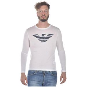 Emporio Armani, Gezellig Gebreide Trui Pullover Wit, Heren, Maat:L