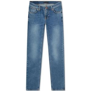 Nudie Jeans, Jeans, Heren, Blauw, W34, Denim, Slim-Fit Stretch Denim Jeans