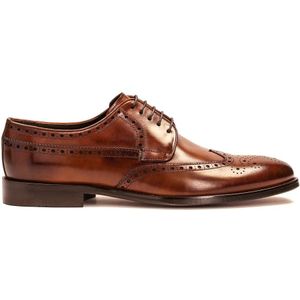 Kazar, Schoenen, Heren, Bruin, 40 EU, Leer, Klassieke bruine brogues met een rozetdecoratie