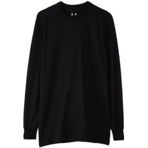 Rick Owens, Zwarte katoenen T-shirt met lange mouwen en architecturale silhouet Zwart, Heren, Maat:S