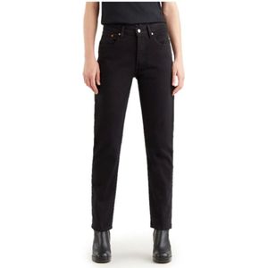 Levi's, Zwarte effen jeans met ritssluiting en knoopsluiting Zwart, Dames, Maat:W30 L28