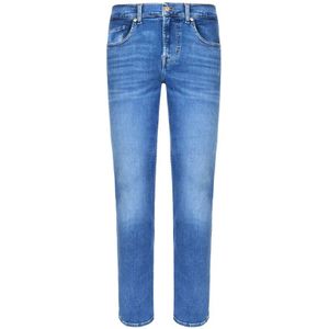 7 For All Mankind, Denim Jeans - Mid Blue Blauw, Heren, Maat:W38