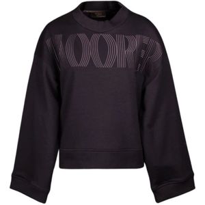 Moorer, Sweatshirts & Hoodies, Dames, Zwart, S, Katoen, Stijlvolle Jogging Sweatshirt
