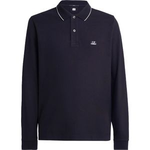 C.p. Company, Slim Fit Polo Shirt met Lange Mouwen Blauw, Heren, Maat:L