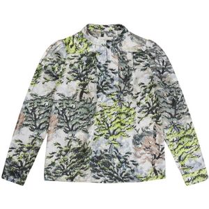 Munthe, Blouses & Shirts, Dames, Veelkleurig, XS, Groene Zijden Top met Sleutelgatdetail