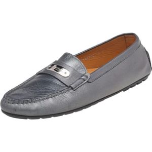 Ralph Lauren Pre-owned, Pre-owned, Dames, Grijs, 40 EU, Leer, Pre-owned Leather flats