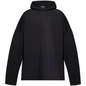 Balenciaga, Sweatshirts & Hoodies, Heren, Zwart, M, Polyester, Zwarte Gebreide Hoodie