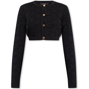 Versace, Truien, Dames, Zwart, XS, Geknipte cardigan