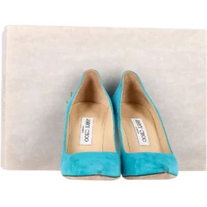 Jimmy Choo Pre-owned, Pre-owned, Dames, Blauw, 39 EU, Suède, Pre-owned Suede heels