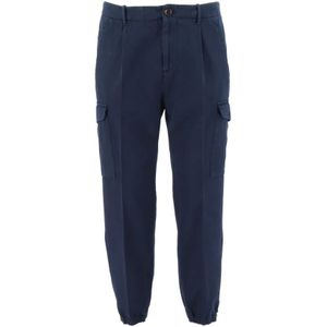 Brunello Cucinelli, Slim Fit Cargo Broek Blauw, Heren, Maat:M