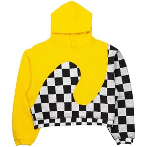 Erl, Sweatshirts & Hoodies, Heren, Geel, L, Gele Checker Swirl Sweatshirt