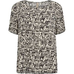 Soyaconcept, Tops, Dames, Zwart, M, Denim, Tribal-geïnspireerde korte mouw viscose top