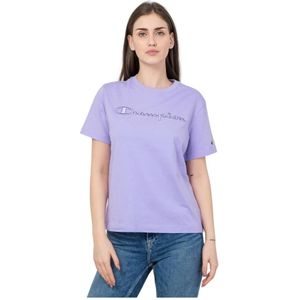 Champion, Tops, Dames, Paars, S, Katoen, Dames T-shirt in Paars Relaxed Fit