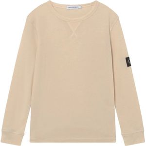 Calvin Klein, Sweatshirts & Hoodies, Heren, Beige, XL, Katoen, Beige Sweatshirt - Klassieke pasvorm, Ronde hals, Lange mouwen