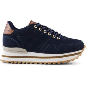 Woden, Blauwe Nora III Suede Plateau Sneaker Blauw, Dames, Maat:38 EU