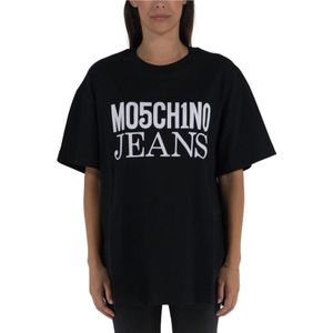Moschino, Tops, Dames, Zwart, M, Katoen, Logo T-Shirt Stijlvolle Toevoeging Comfort Duurzaamheid