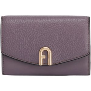 Furla, Compacte Leren Portemonnee met Meerdere Compartimenten Paars, Dames, Maat:ONE Size