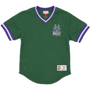 Mitchell & Ness, Sport, Heren, Groen, L, NBA Vintage Logo V-Hals Shirt