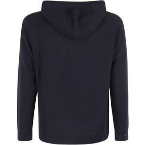 Paolo Pecora, Sweatshirts & Hoodies, Heren, Blauw, S, Wol, Merino Wollen Hoodie