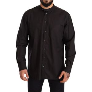 Dolce & Gabbana, Overhemden, Heren, Zwart, S, Katoen, Zwart 100% Katoenen Formeel Jurk Top Overhemd