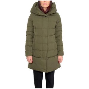 Woolrich, Groene Puffy Prescot Parka Groen, Dames, Maat:L