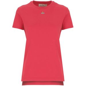 Vivienne Westwood, Tops, Dames, Rood, L, Katoen, Rode Katoenen T-shirt met Orb Detail