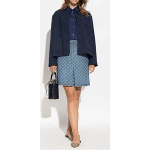 Gucci, Truien, Dames, Blauw, S, Tweed, Navy Blauwe Tweedjas