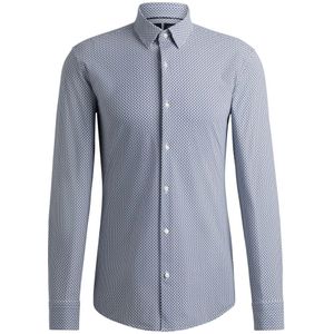 Hugo Boss, Overhemden, Heren, Blauw, L, Slim Fit Polyamide Elastaan Shirt