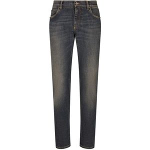 Dolce & Gabbana, Jeans, Heren, Blauw, M, Denim, Slim Fit Denim Jeans