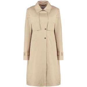 Woolrich, Mantels, Dames, Beige, S, Katoen, Katoenen Trenchcoat met Stormflappen