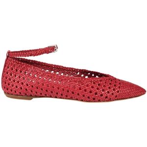 DEL Carlo, Rode Geweven Leren Ballet Flats Rood, Dames, Maat:40 EU