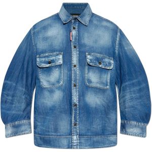 Dsquared2, Blouses & Shirts, Dames, Blauw, S, Denim, Denim overhemd