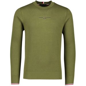 Tommy Hilfiger, Truien, Heren, Groen, L, Katoen, Groene Ronde Hals Trui